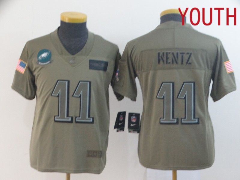 Youth Philadelphia Eagles #11 Wentz Nike Camo 2019 Salute to Service Limited NFL Jerseys->youth nfl jersey->Youth Jersey
